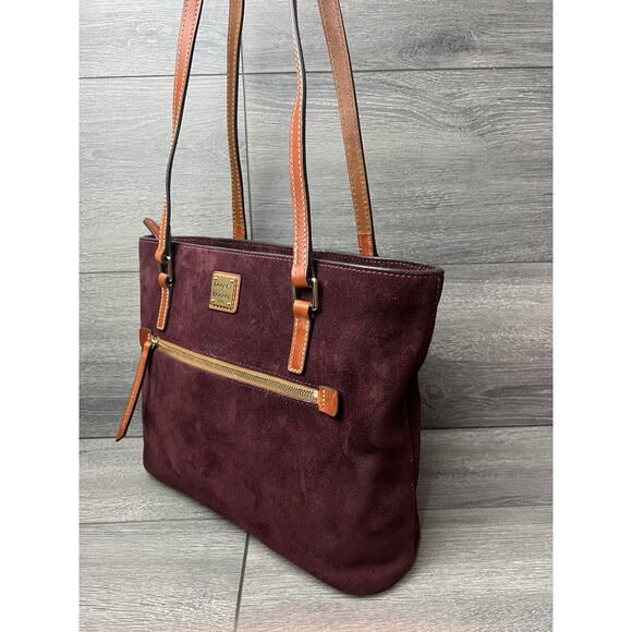 Dooney & Bourke Suede Shopper Bag wine color A384664 - Picture 2 of 6